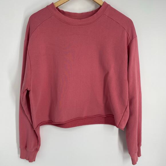 & Other Stories Top Women’s Large Pink Sweatshirt Cropped Fall Feminine Boxy - Picture 1 of 9